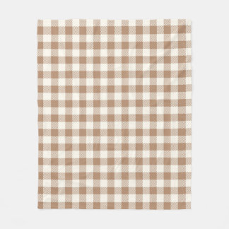 Boho Gingham Pattern Plaid Checkered Tan Brown Fleecefilt