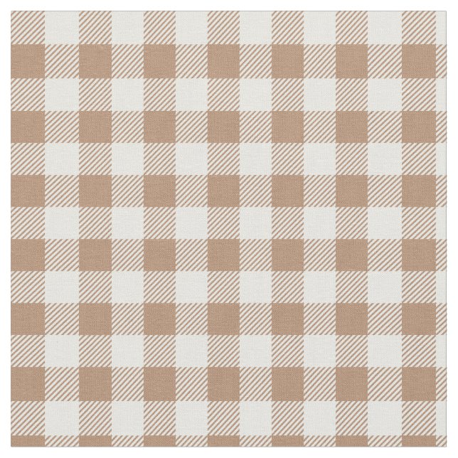 Boho Gingham Pattern Plaid Checkered Tan Brown Tyg (Närbild)