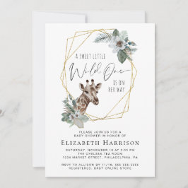 Boho Giraff Blommig Akvarell Baby Shower Inbjudningar