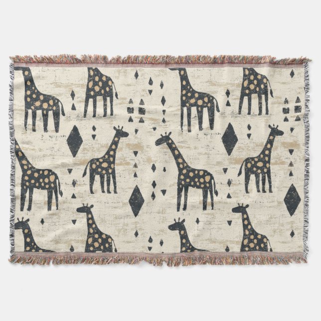 Boho Giraffd Tribal Mönster Filt (Framsidan)