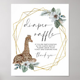 Boho Giraffe Baby Shower Diaper Raffle Sign Poster