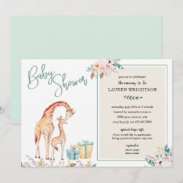Boho Giraffe Baby Shower neutralt gender inbjudan