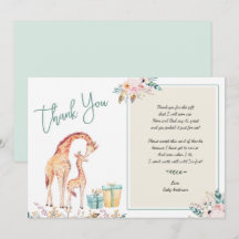 Boho Giraffe Baby Shower tackkort dikt