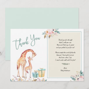 Boho Giraffe Baby Shower tackkort dikt Inbjudningar