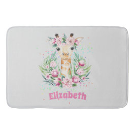 Boho Giraffe Flowers Named Girls, Tonåringars Gift Badrumsmatta