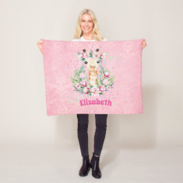 Boho Giraffe Flowers Named Girls, Tonåringars Gift Fleecefilt
