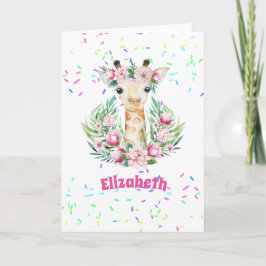 Boho Giraffe Flowers Named Girls, Tonåringars Gift Kort
