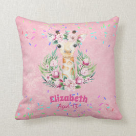 Boho Giraffe Flowers Named Girls, Tonåringars Gift Kudde