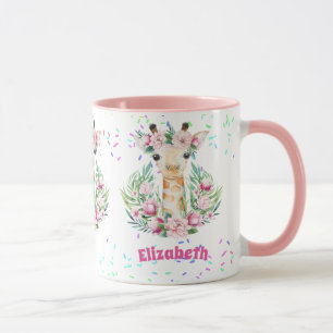 Boho Giraffe Flowers Named Girls, Tonåringars Gift Mugg