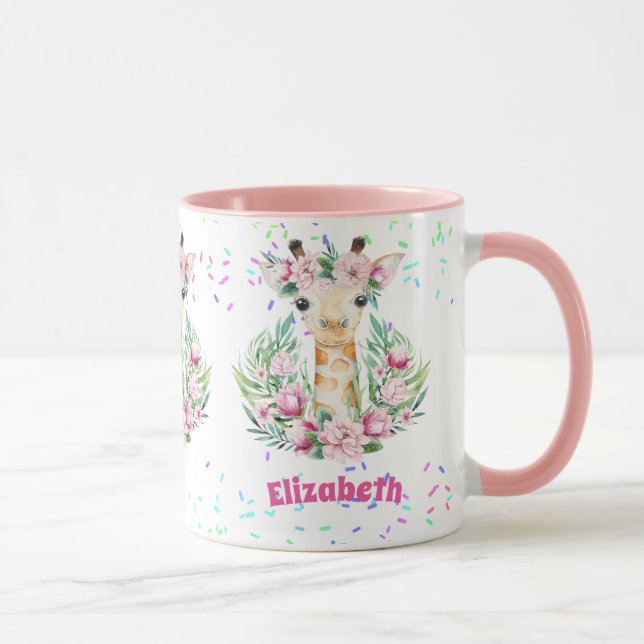 Boho Giraffe Flowers Named Girls, Tonåringars Gift Mugg (Höger)