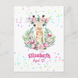 Boho Giraffe Flowers Named Girls, Tonåringars Gift Vykort