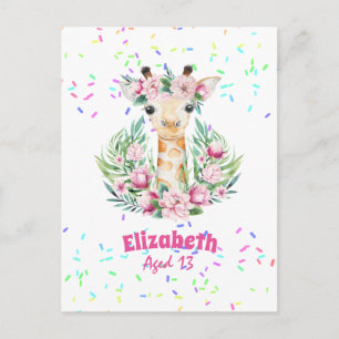 Boho Giraffe Flowers Named Girls, Tonåringars Gift Vykort