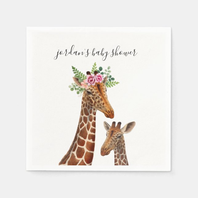 Boho Giraffe Mamma + Baby Shower Napkins Pappersservett (Framsidan)