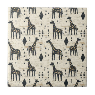 Boho Giraffe Tribal Mönster Kakelplatta