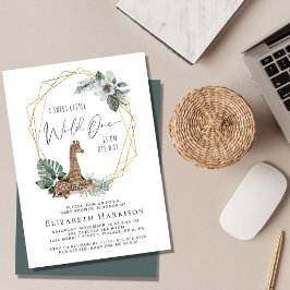 Boho Giraffe Watercolor Baby Shower Inbjudningar