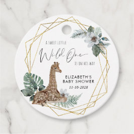 Boho Giraffe Watercolor Baby Shower Tack Gåvor Etiketter
