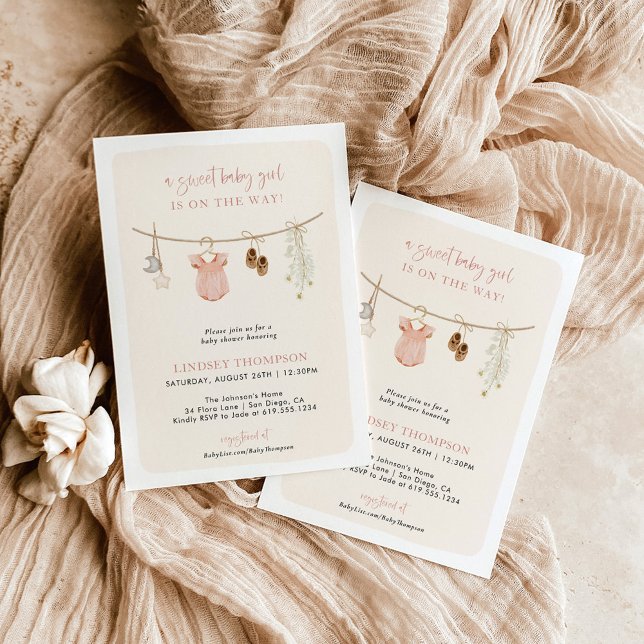 Boho Girl Baby Shower | Barnkläder för uttjänta fl Inbjudningar (Skapare uppladdad)