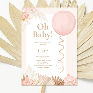 Boho Girl Baby Shower Inbjudningar