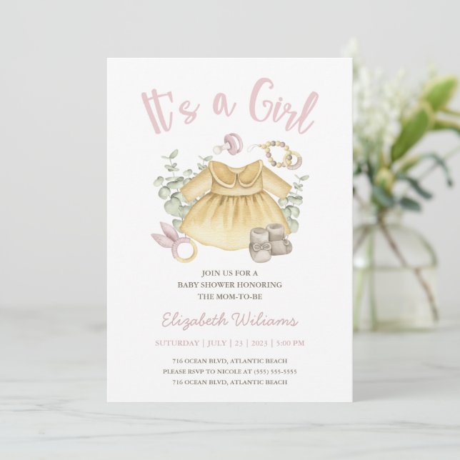 Boho Girl Baby Shower Leksaker-inbjudningskort Inbjudningar (Stående Fram)