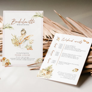 Boho Girl Beach Pampas Grass Bachelorette Inbjudningar
