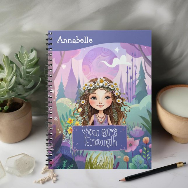 Boho Girl Blue "Du är nog" Anteckningsbok (Skapare uppladdad)