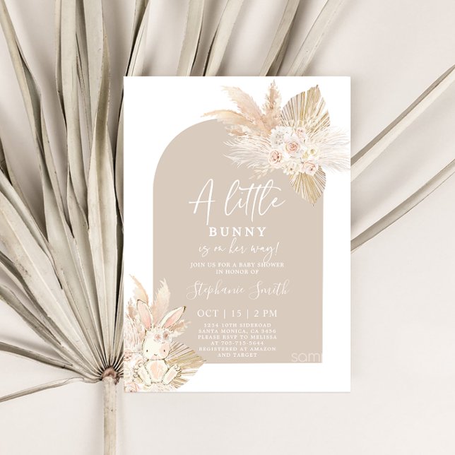 Boho Girl Bunny Rabbit Baby Shower-inbjudan Inbjudningar (Skapare uppladdad)