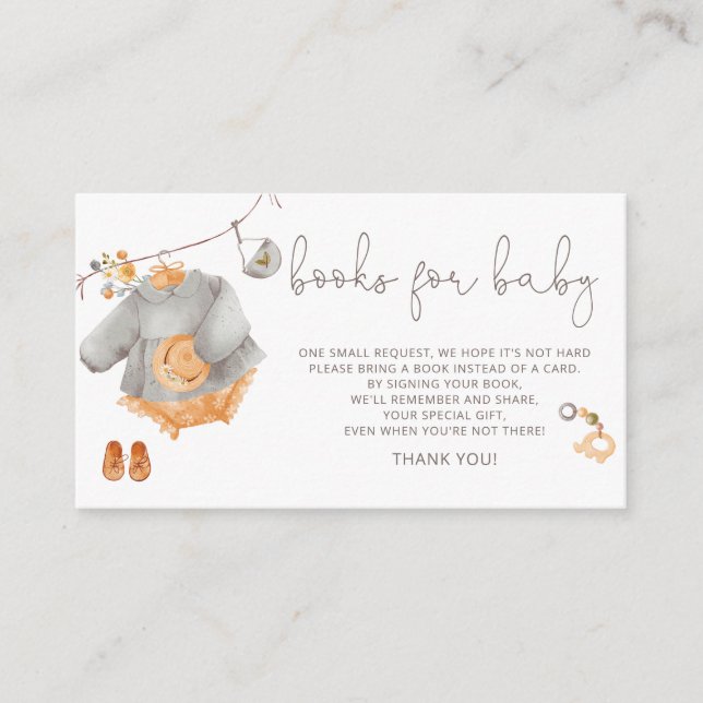 Boho Girl Clothes Baby Shower Bokar för Baby Tilläggskort (Framsida)