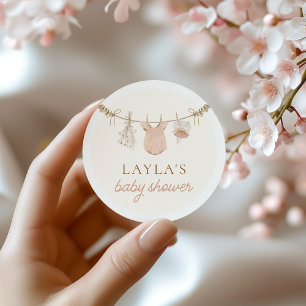 Boho Girl Clothesline Baby Shower Stickers Runt Klistermärke