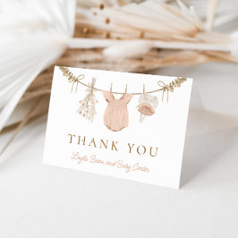 Boho Girl Clothesline Baby Shower Tack för kortet Kort