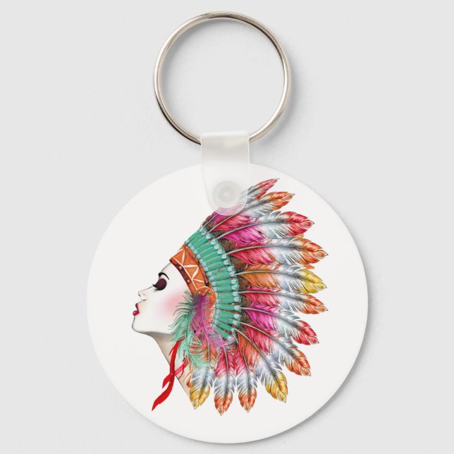 Boho Girl Keychain, Mode Girl Girl Nyckelring (Framsida)
