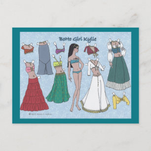 BoHo Girl Kylie Papper Doll-vykort Vykort