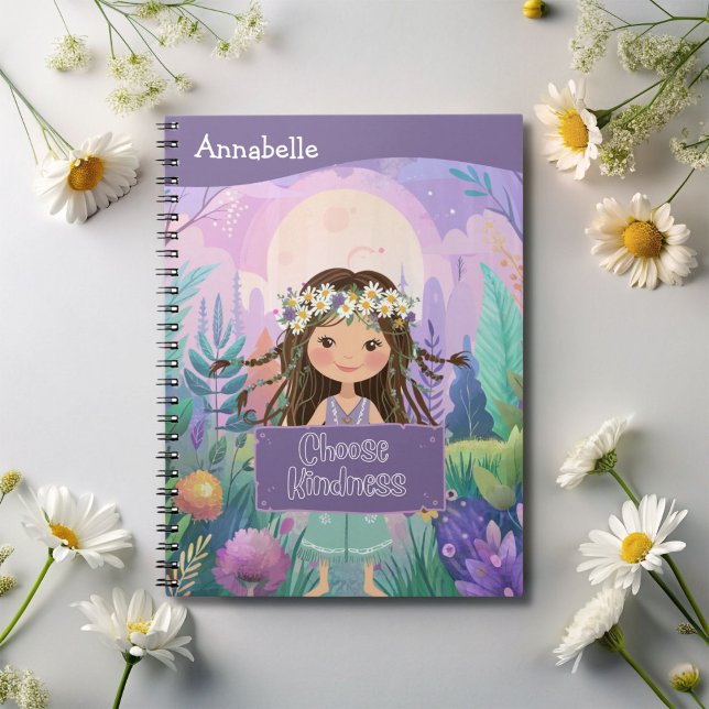 Boho Girl Lila "Select Kindness" Anteckningsbok (Skapare uppladdad)