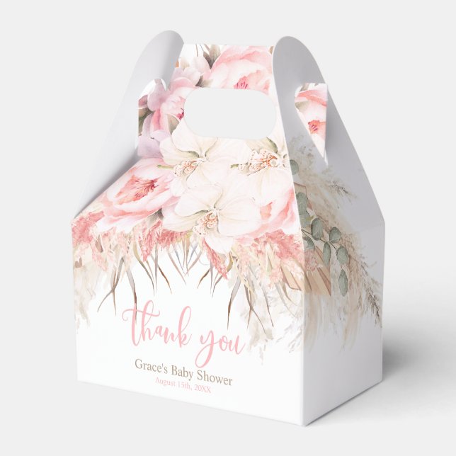 Boho Girl Pampas Orchid Peonies Baby Shower Presentaskar (Framsidan Sidan)