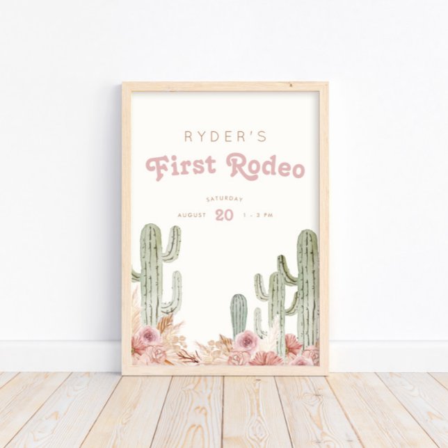 Boho Girls First Rodeo Cowgirl Birthday Välkommen Poster (Available for print or instant digital download!)