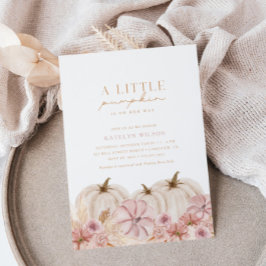 Boho Girls Pampas Grass Pumpkin Baby Shower Inbjudningar