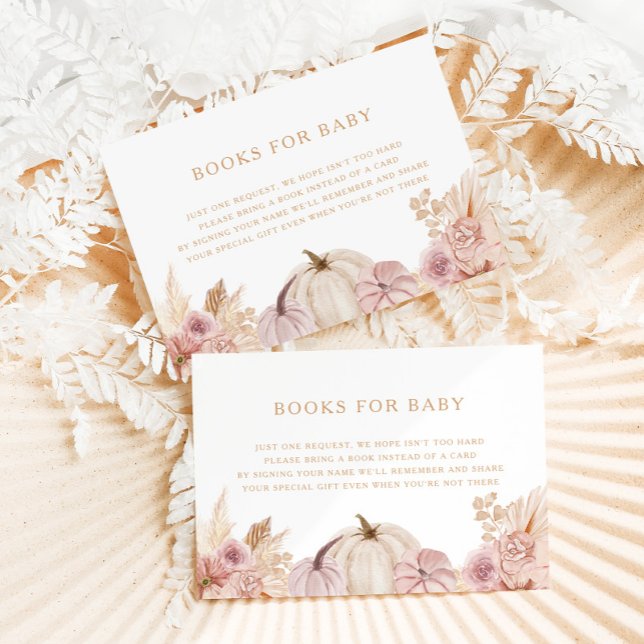 Boho Girls Pampas Grass Pumpkin Baby Shower Tilläggskort (Skapare uppladdad)