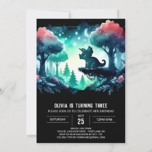 Boho Girly Triceratops Birthday Inbjudningar