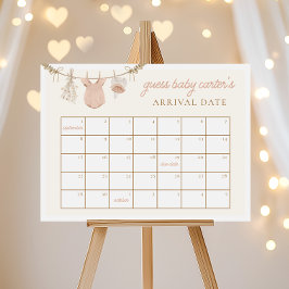 Boho gissar förfallodatumkalender, babyvisningsspe poster