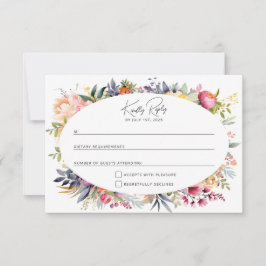 Boho glam bröllop RSVP - akvarell peonior OSA Kort