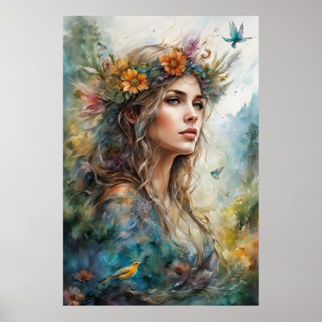 Boho Glamorös Kvinna Poster (Framsidan)