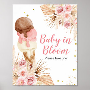 Boho glass Blommigt Baby In Bloom-tecken Poster
