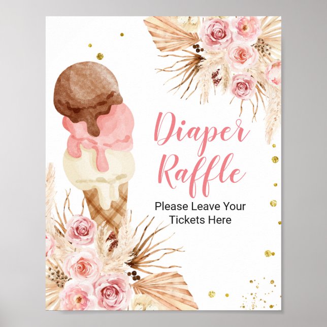 Boho glass Watercolor Diaper Raffle Poster (Framsidan)