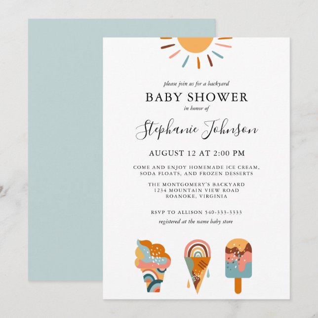 Boho Glasskål Trädgårdsfest Baby Shower Inbjudningar (Fram/baksida)