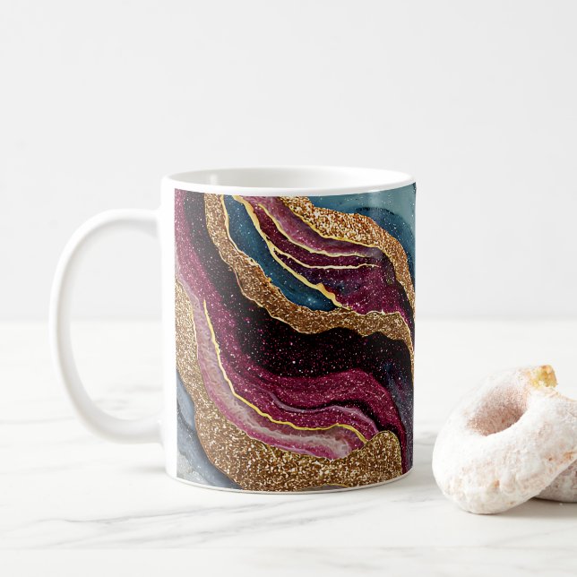 Boho Glitter Agate Kaffe Mugg (Med munk)