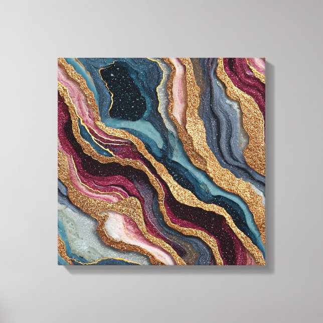 Boho Glitter Agate Linned Konstkudde Canvastryck (Framsida)