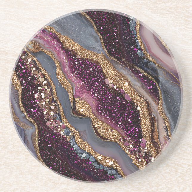Boho Glitter Agate Underlägg (Framsidan)