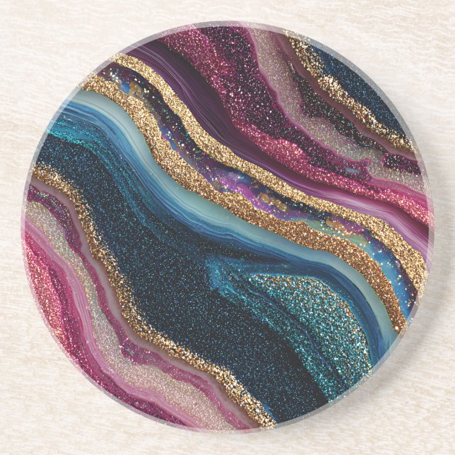 Boho Glitter Agate Underlägg (Framsidan)