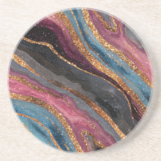 Boho Glitter Agate Underlägg (Framsidan)