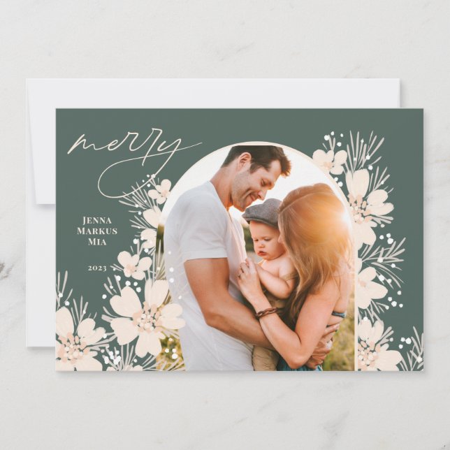 Boho God jul Grönt Julkort (Framsida)