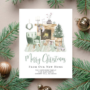 Boho God jul New Home Helgdag Flytta Meddelande Vykort